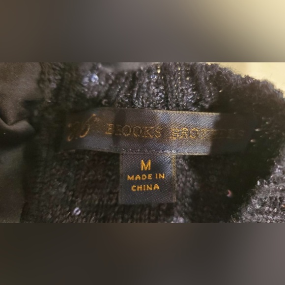 NWOT Brooks Brothers Navy Sequin Satin Tie Back Sweater Sz M - Picture 2 of 10